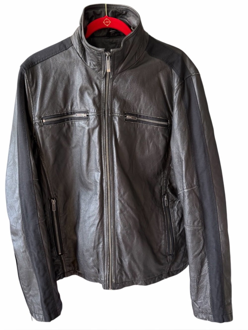 Black Rivet Men's Black Leather Zip-Up Jacket sz Medium